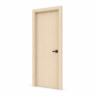 DEPOT E-SHOP 24 in. x 80 in. PVC AquaDoor Kit - Waterproof Interior Slab Door with Adjustable WPC Frame, Weatherstrip and Trim Moulding for Bathroom, Kitchen and Laundry Room - Light Oak