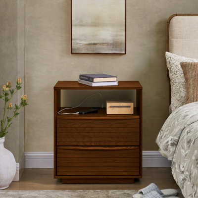 Table de chevet moderne Mid-Century avec station de charge pour chambre à coucher