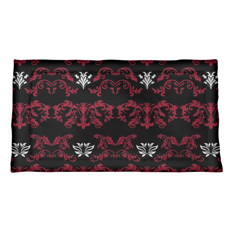 Football Baroque Pattern Pillow Sham, Microfiber, Standard, Black/Red/White