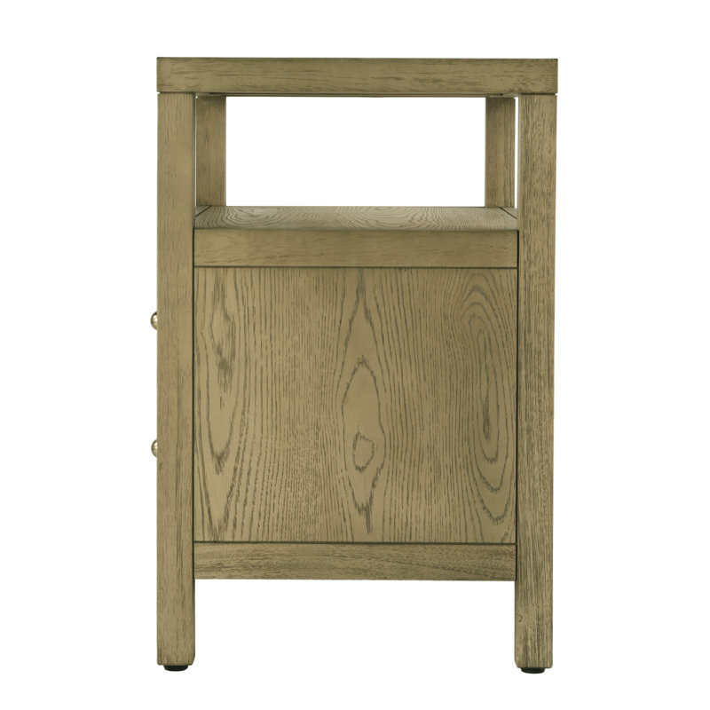 Nora 2-Drawer Wide Nightstand, Light Oak