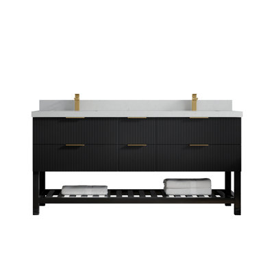 Homestown 72'' Double Bathroom Vanity with Quartz Top