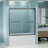 56"-60" W X 58" H Double Sliding Bathtub Shower Door, Semi-Frameless Bypass Tub Door, 1/4" (6Mm) Tempered Glass With Explosion-Proof Film, Adjustable Aluminum Alloy Frame-118169661
