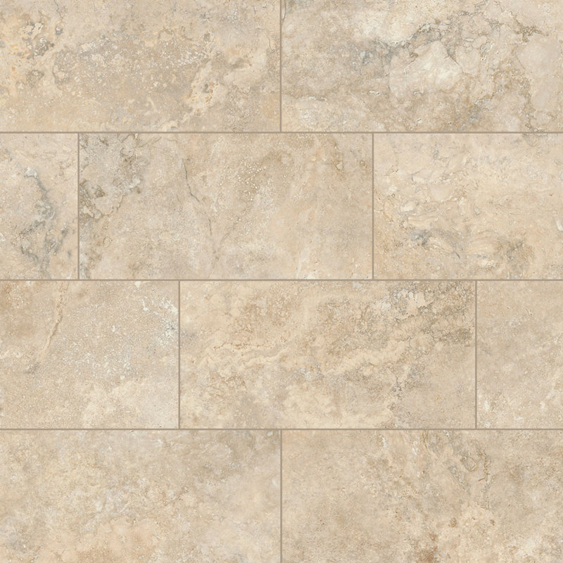 Travino Cross Cut Travertine 12X24 Polished Porcelain Tile, Polished Beige
