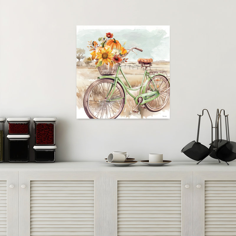 Art contemporain de bicyclette iv d'automne avec art de bicyclette d'automne, H 18 po x l 18 po
