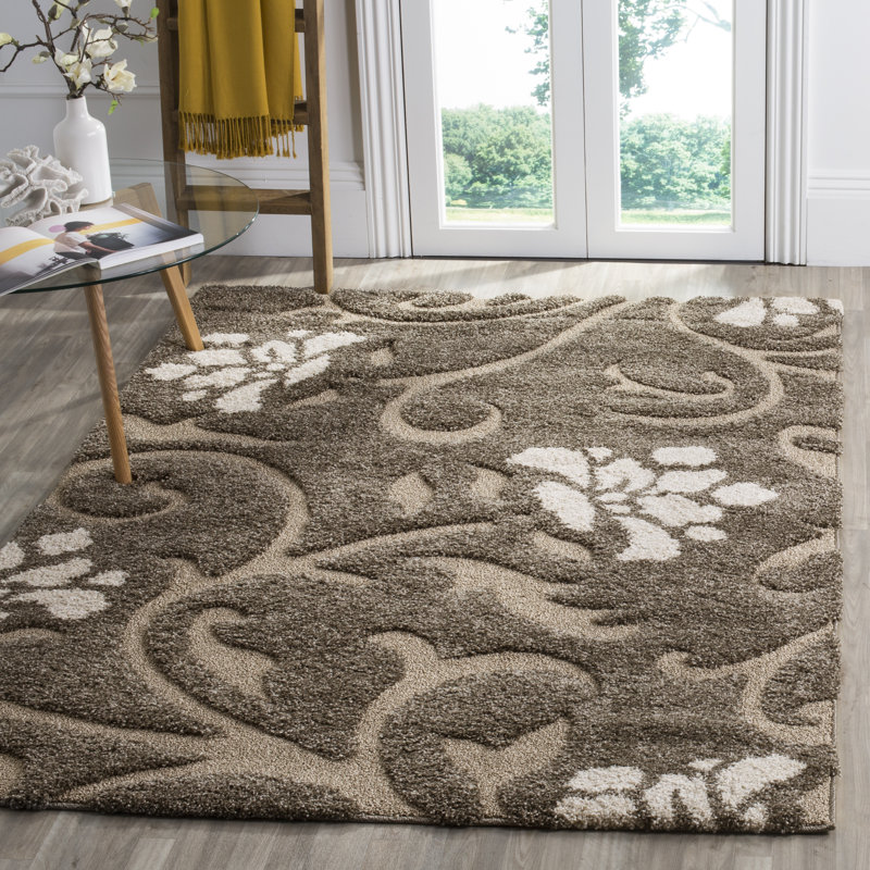 Tapis performance à poil long à motif floral Caniesha, Rectangle 6 pi x 9 pi