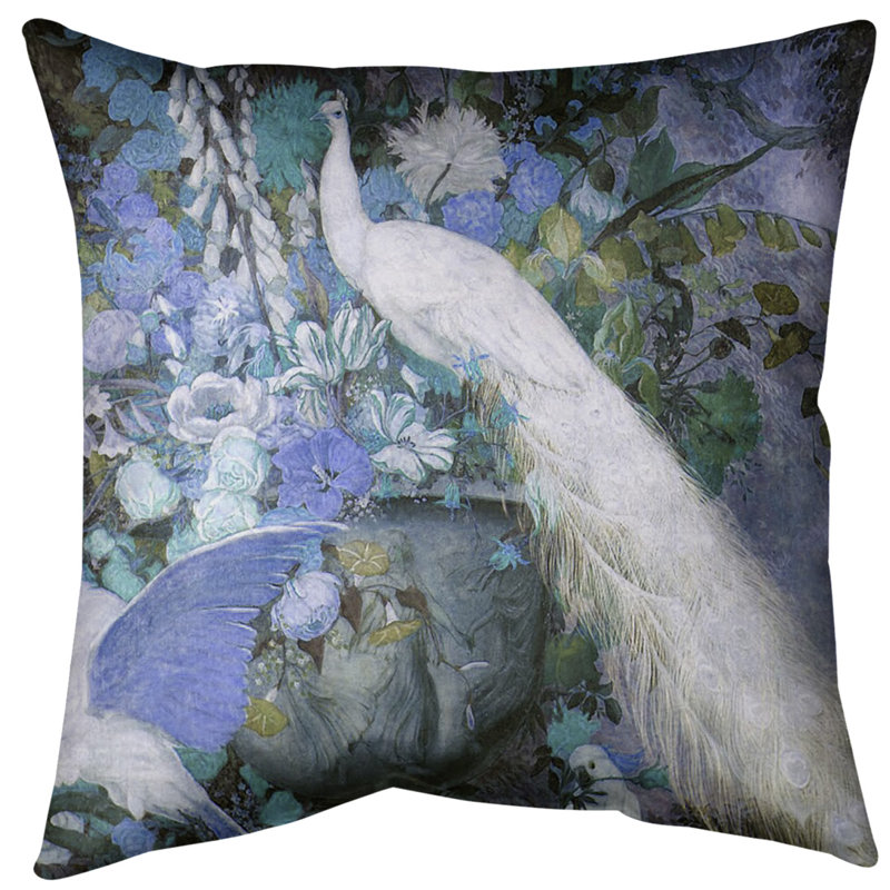 Coussin peacock, Bourre en polyester, 18 po x 18 po, Bleu