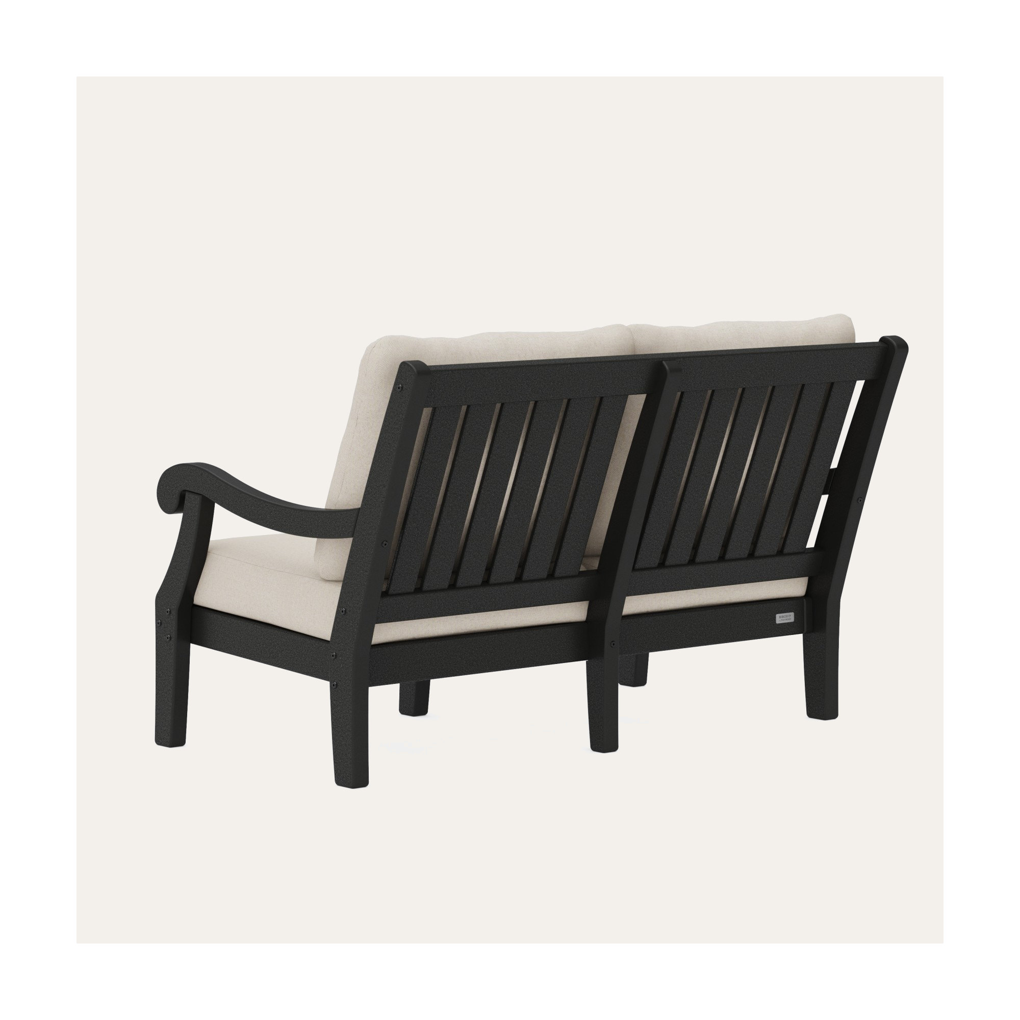 POLYWOOD x Birch Lane Verlyn Deep Seating Loveseat, Dune Burlap Cushion/Black Frame