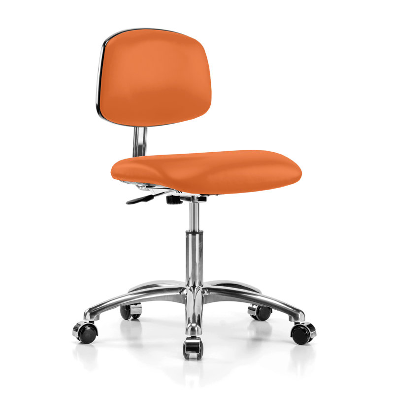 PERCH Cleanroom Chair, Orange Kist Vinyl, 16"