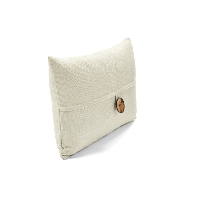 Ivory Woven Button Detail Lumbar Pillow Cover 13" x 20"