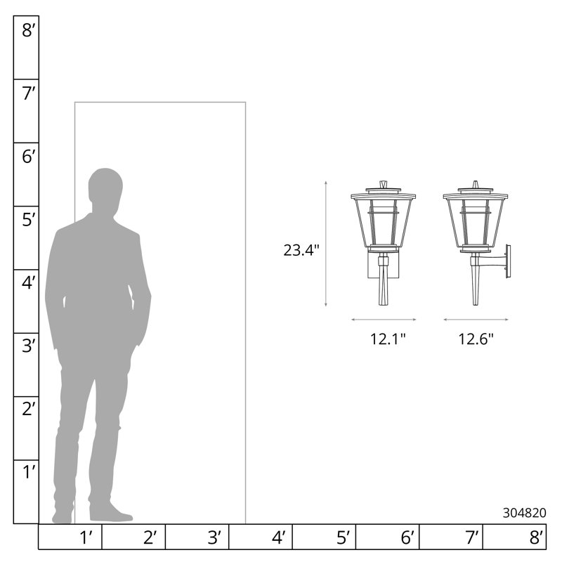 Lanterne murale d'extérieur 1 lumière Beacon Hall, Acier bruni côtier, H 23,4 po x l 12,1 po x P 12,6 po