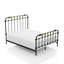 Cadre de lit grand format, noir antique, style transitionnel, accents dorés brossés à la main en métal, 7 broches sur la tête de lit, thermolaqué pour une utilisation dans la chambre à coucher,