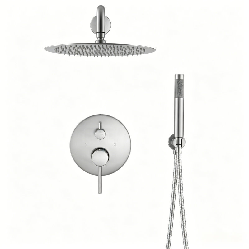 Topcraft 10-Inch Stainless Steel Rain Shower System With Handheld Showerhead, Brushed Nickel