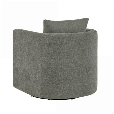 Sutton Light Gray 360-Degree Swivel Barrel Accent Chair, Upholstered Single Chair Seating for Adults, for Living Room Bedroom