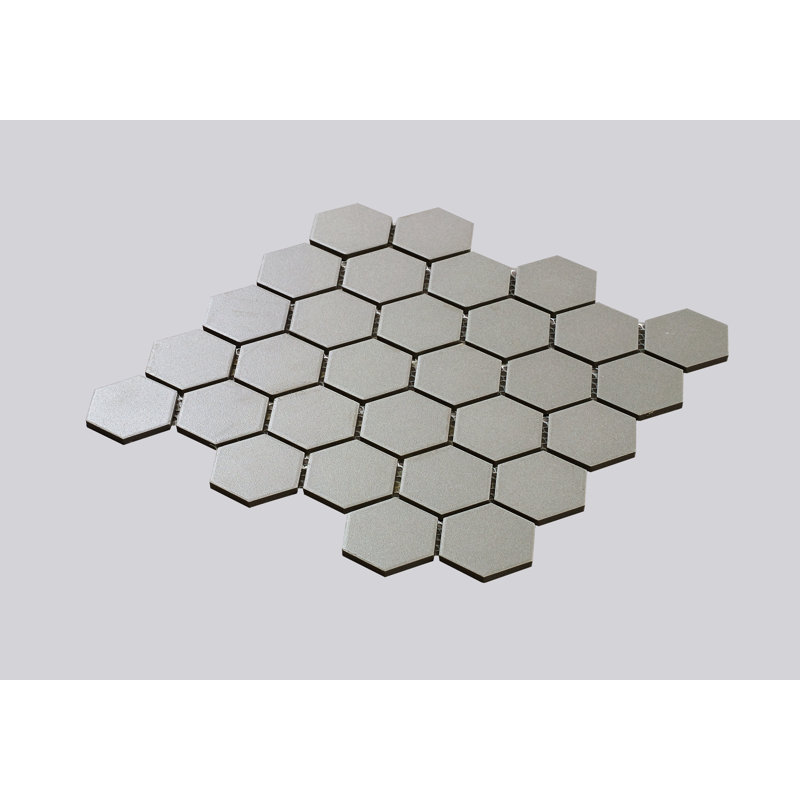 Carreau de mosaïque de mur et de sol en porcelaine 2 "x 2" Urban, Hexagone gris / gris moyen
