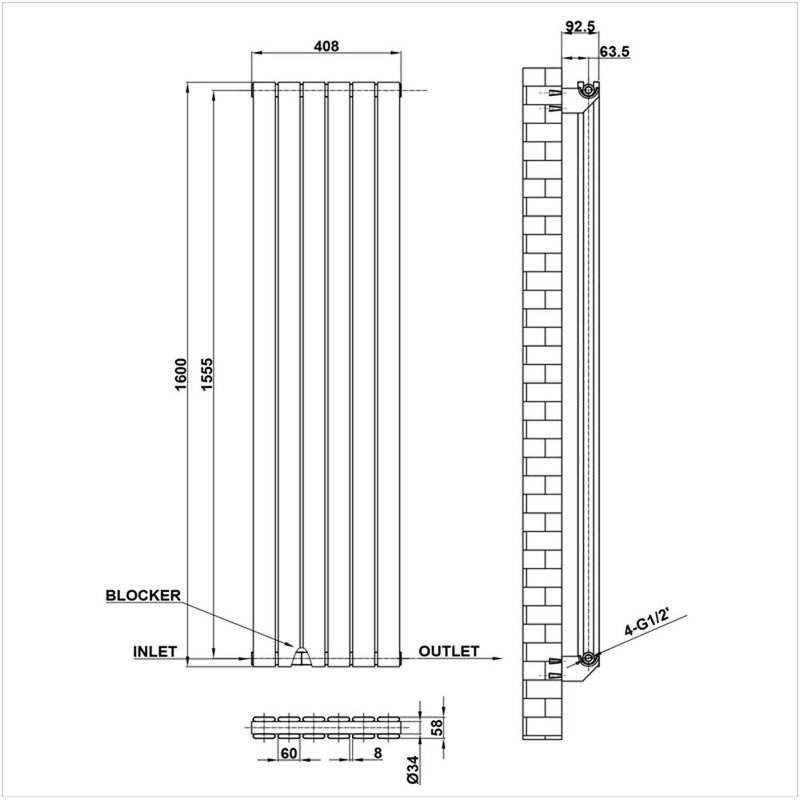 Belfry Heating Evander 5492 BTU Hydronic Panel Space Heater, White