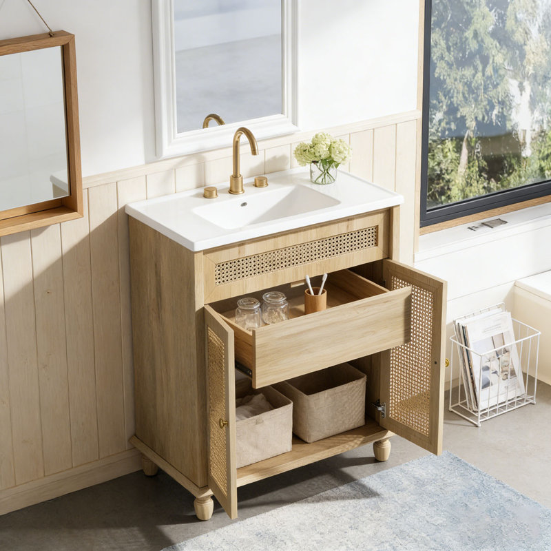 Meuble-lavabo de 30 pouces, Bois naturel