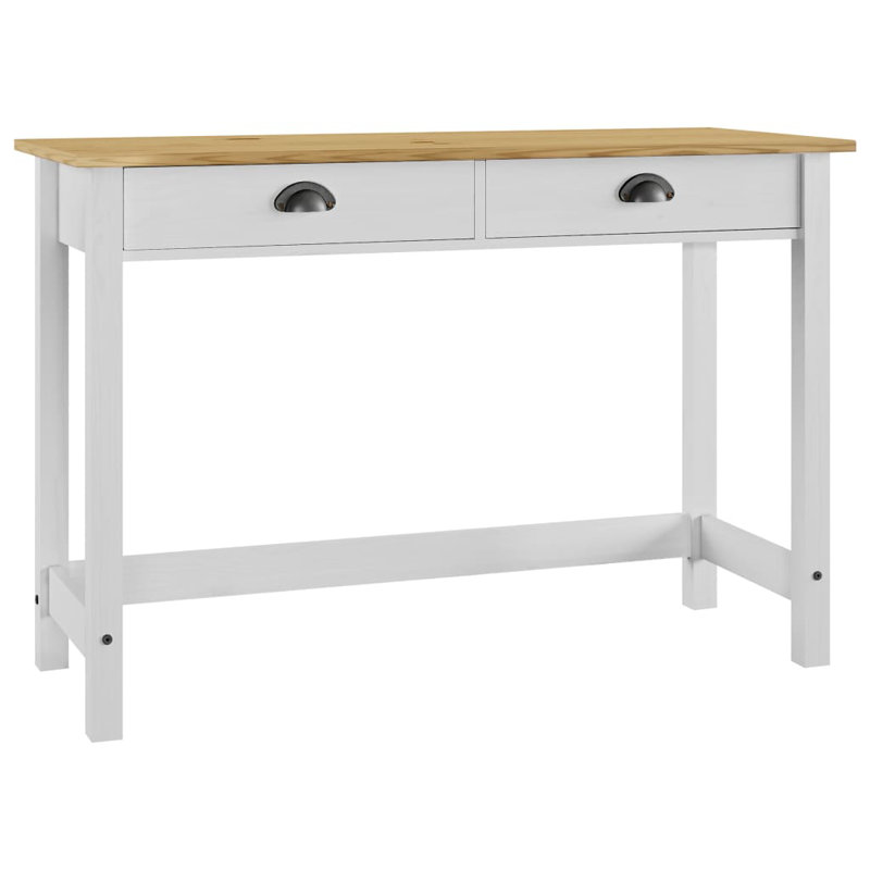 Fung 110cm Solid Wood Console Table, Honey Brown, White