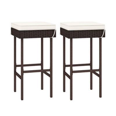 Patio Rattan Barstools With Footrest And Soft Cushions For Backyard Balcony by Latitude Run