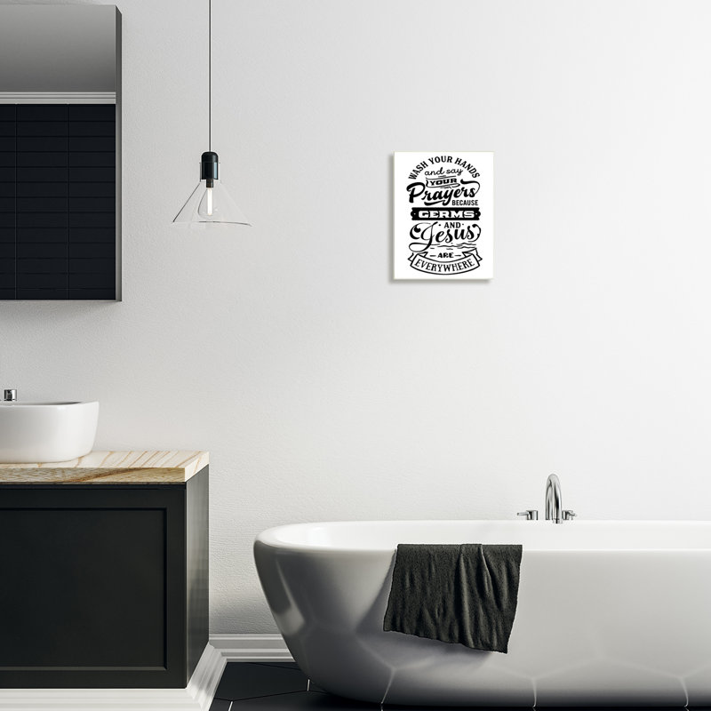 «Wash Hands & Prayers Witty», affiche sur plaque de salle de bain, L 10 po x H 15 po