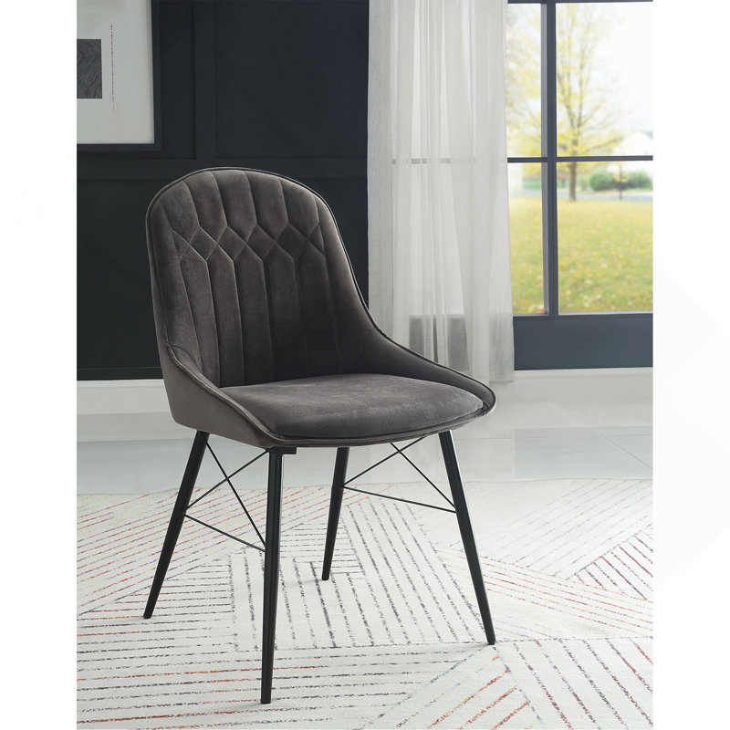 Ensemble de 2 chaises d'appoint Abraham en tissu gris foncé et finition noire