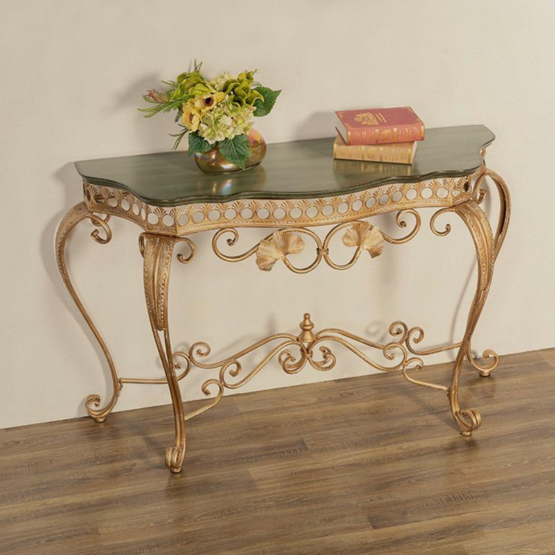 53.15" Gold Free Form Solid Wood;Iron Console Table
