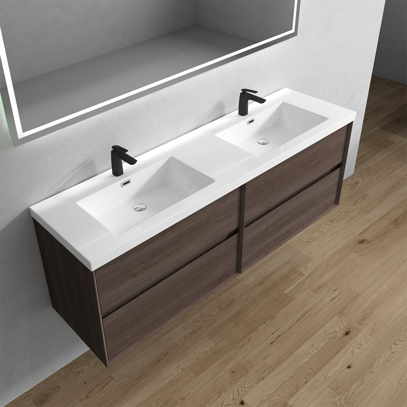 Ensemble de meuble-lavabo double 72 po Stoltenberg, Chêne rouge