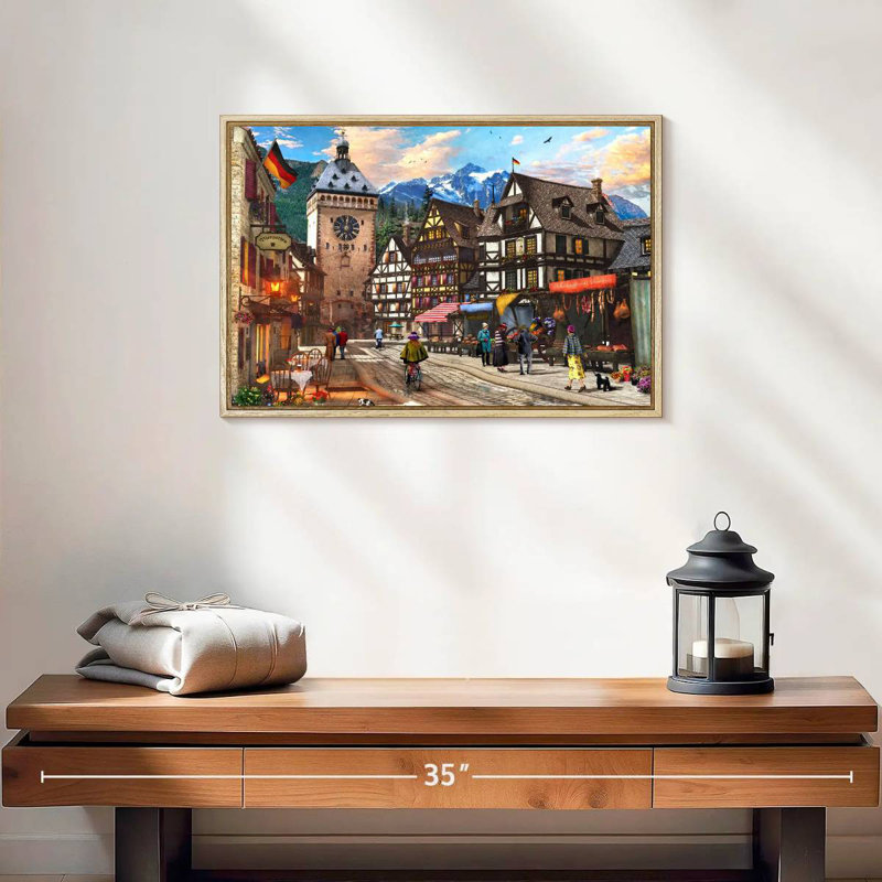 Village allemand, Cadre flottant blanc, 13 po x 9 po