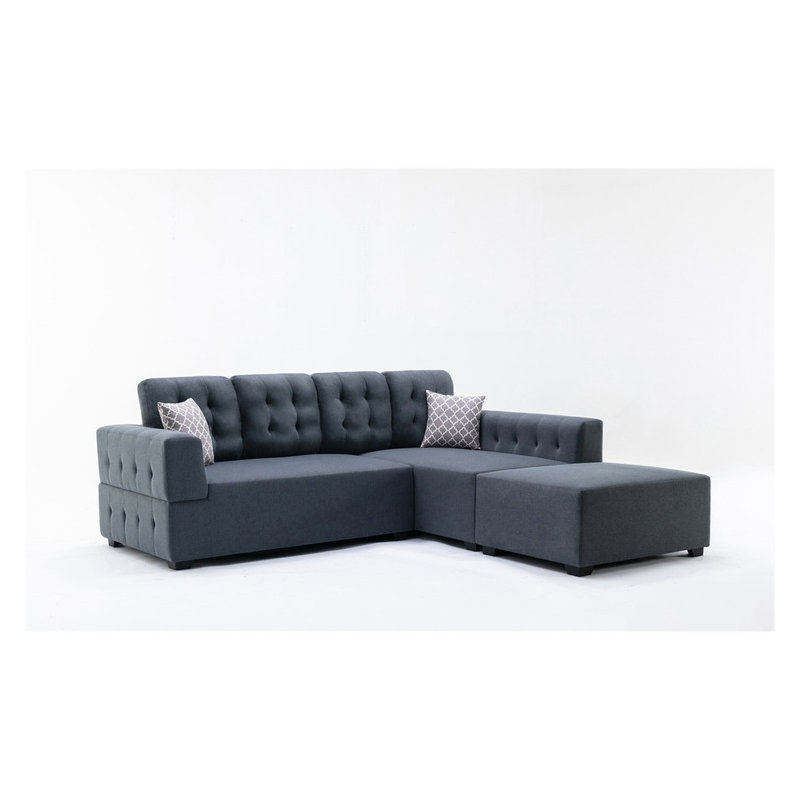 Canapé modulaire Tziporah Tuscan Temptations, Orienté à droite, Mélange de lin gris foncé