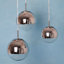 Luminaire suspendu moderne en verre dégradé métallique, demi-chrome / sphère dorée-206434089-206428682