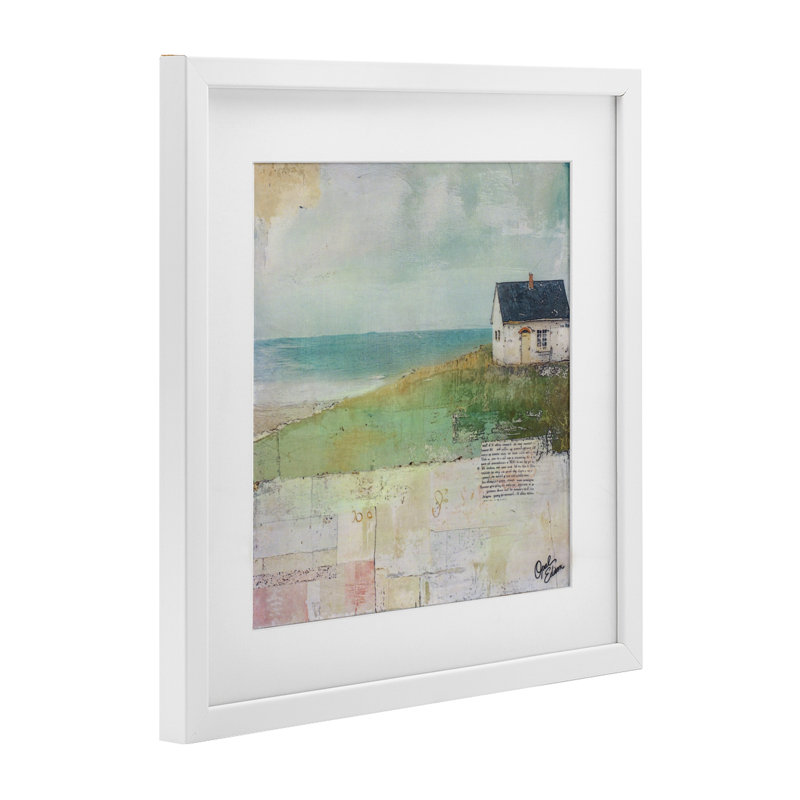 «Quiet Place By The Coast», reproduction sous verre encadrée, design par Opal Edison, H 13 po x l 13 po, Cadre blanc côtier