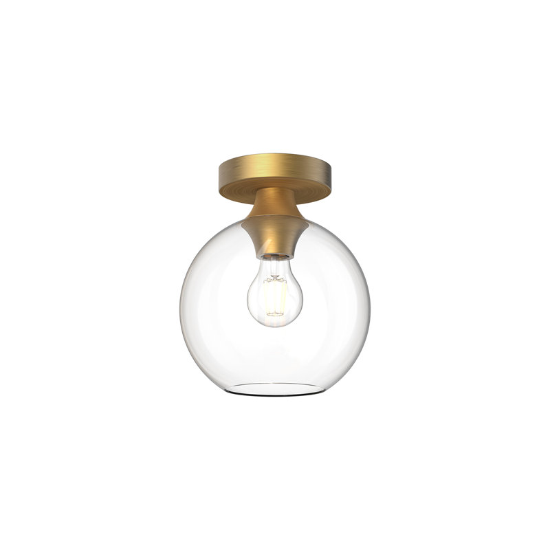 Castilla Aged Gold Globe Flush Mount with Matte Black Accents