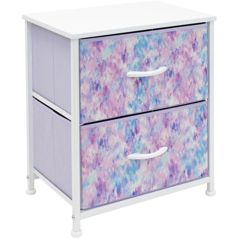 Sorbus Nightstand with 2 Drawers in Tie Dye Purple