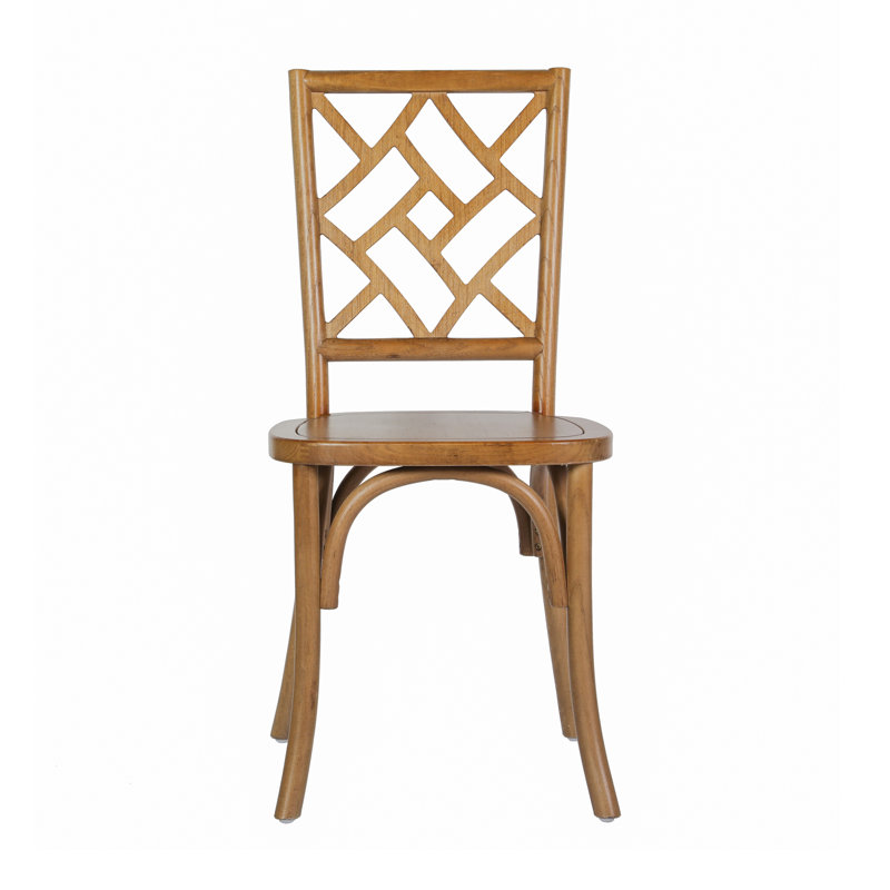 Chaise empilable commerciale en bois massif avec dossier complexe, 1, Brun