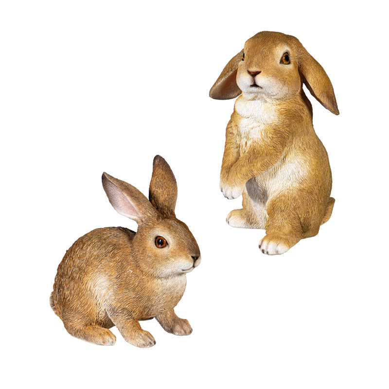 Statue de lapin en résine brune, H 9 po