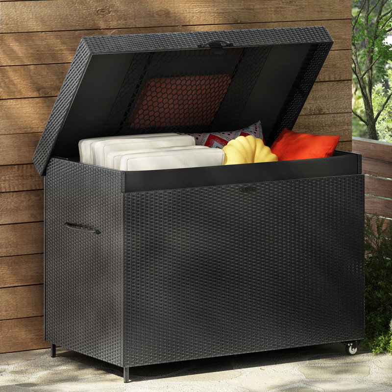 230 Gallons Water Resistant Lockable Deck Box, Black