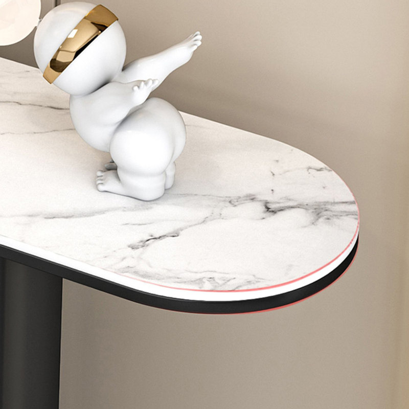 Console italienne de style luxueux, Blanc / Gris, H 33,5 po x l 47,2 po x P 13,8 po, Noir