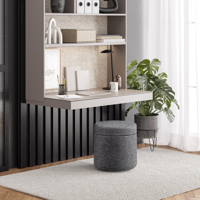 Modern Gray 18'' Wobble Storage Ottoman with Midnight Blue Cushion