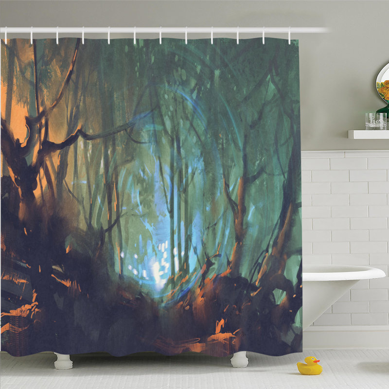 Ensemble de rideau de douche foncé forest mystic, H 75 po x l 69 po