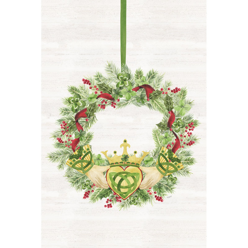Couronne de Noël irlandaise Lekesha III-Claddagh par Tara Reed, H 18 po x l 12 po x P 1,25 po