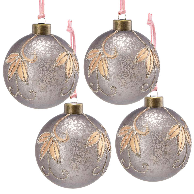 Ornements de boule de Noël D4,7 ", boules de Noël suspendues en verre, ensemble de 4