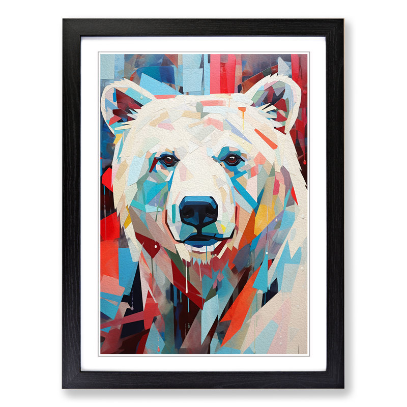 Polar Bear Constructivism No.2 - Framed Print, 34cm H x 25cm W x 2cm D, Black