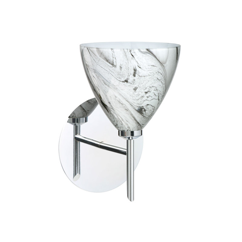 Mia Armed Sconce, Marble Grigio, Chrome, Incandescent