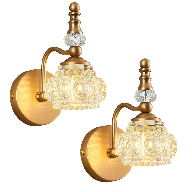 2-Pack Modern Glass Crystal Vanity Light - Vintage Bathroom Lighting Fixtures Over Mirror, Vanity Lights G9 Bulb (4.13 Inch)