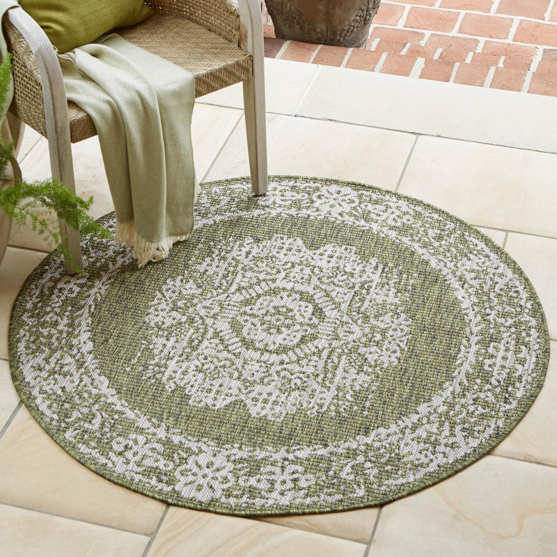 Cowie Green/Gray Rug, Round 6'1"