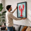 Striped Lobster Modern - Print-136653712-136653710