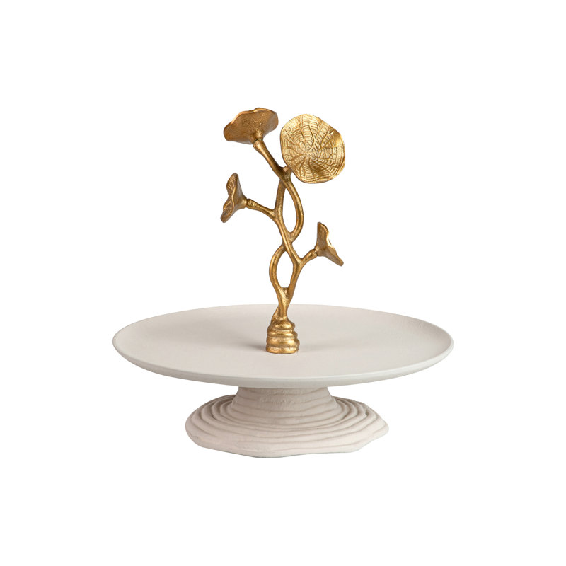 Aluminum Tray, White/Gold