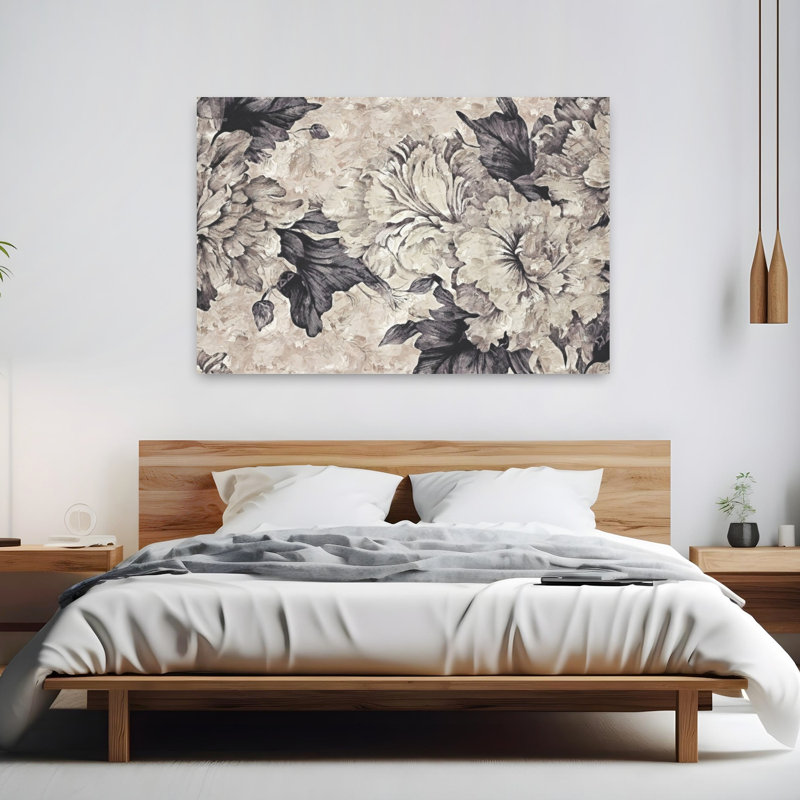 Art contemporain contemporain abstrait fleur rustique, H 40 po x l 60 po