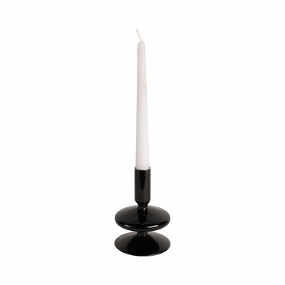 Sculptural 5" Glass Candle Holder - Modern Tabletop Candle Holder with Rounded Accent Base