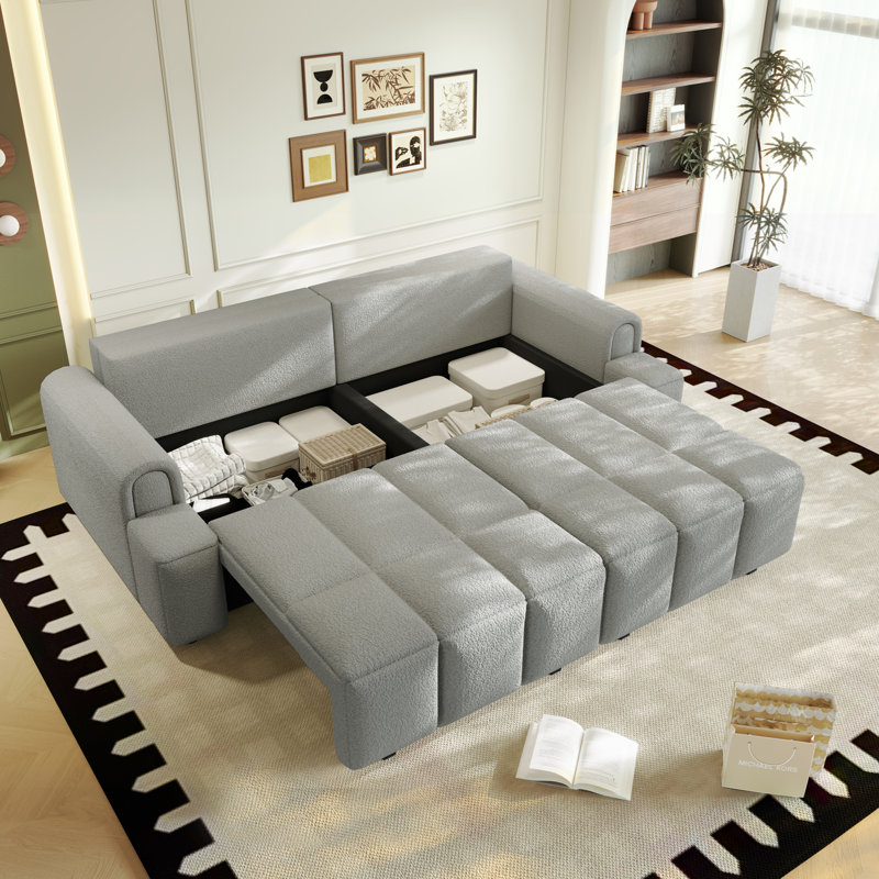 Canapé confortable en tissu 4 places, Gris clair