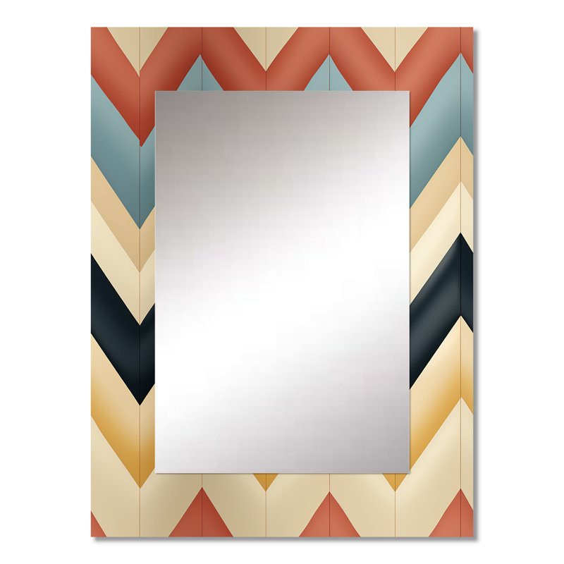 Earthy Tones Chevron Pattern - Chevron Mirror Wall Decor, 32" x 24"